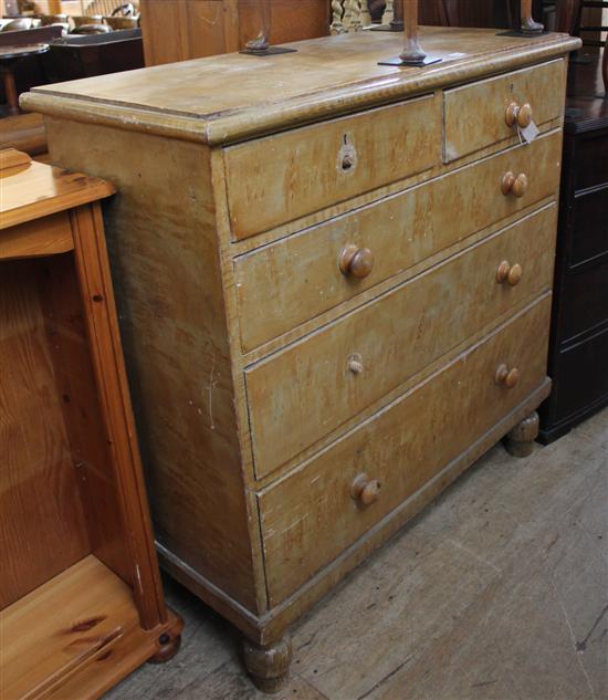 Pine five-drawer chest